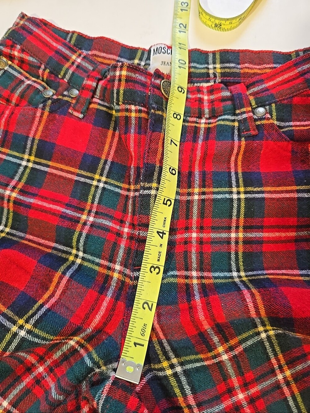 Vintage Moschino Tartan Red Plaid Wool Pants Size 29 - Picture 9 of 12